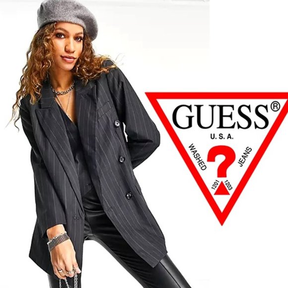 Guess Jackets & Blazers - 💥STUNNING💥Gray Pinstriped Double Breasted Blazer